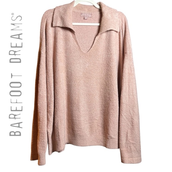 Barefoot Dreams Sweaters - Barefoot Dreams CozyChic Lite Ribbed Collar Pullover In Rose Mist. Size 2X.
